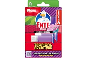 ‎WC-ENTE WC-Ente Frische-Siegel Nachfüller, körbchenloser WC-Reiniger, WC Duft, Tropical Adventure, 2 Nachfüller (2 Stück)