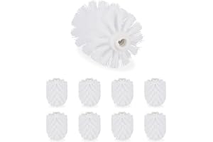 Relaxdays ersättningsborsthuvud för toalettborste, 9-pack, plast, 12 mm gänga, D: 8 cm