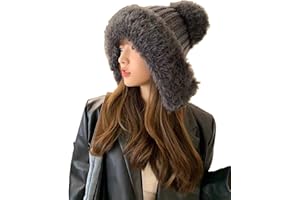 Hanaoops Cappelli Invernali Donne Calda Maglia Peluche Protezione Orecchie Orso Carino Orecchie a Maglia Berretto di Lana Antivento Caldo Cappello Beanies
