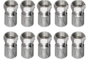 PerfectHD 10 Stück F-Stecker für SAT-Kabel Bis Ø 8,2mm - CU-Vernickelt, breite Mutter