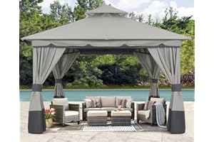 ABCCANOPY 3x3M Roof Pop up Gazebo Outdoor Canopy Shelter with Curtains, Gray