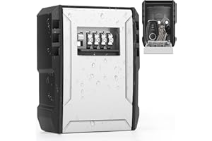 Gaethra Cassetta Chiavi con Codice, Cassetta Sicurezza Chiavi a 4 Cifre di Medie Dimensioni, Impermeabile e Antiruggine per Esterni, Ideale per Casa, Ufficio, Garage e Altro (1 Carta e 4 Chiavi)