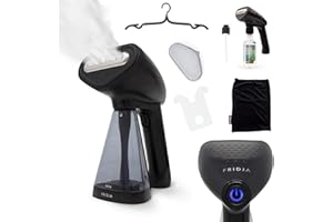 Fridja f10 Vestiaire portatif de vêtements, Vapeur puissante de Tissu de 1500W, Vapeur portative de Voyage, Fer à Vapeur, Parfait pour la Maison et voyageant (Noir Cuiseur vapeur professionnel)