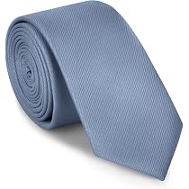 Cravatta Uomo Blu Polvere Con Clip | Raso Tinta Unita DQT | Accessorio Matrimonio Formale