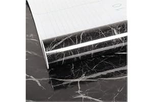 VEELIKE Papel Pintado Pared Autoadhesivo Lavable Vinilo Adhesivo para Encimera de Cocina Papel Adesivo Decorativos Muebles Mármol Negro para Puertas de Armario 40cm x 300cm