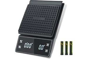 Bemece Digital Coffee Scale with Timer, 3 kg/0.1 g High Precision Kitchen Food Scale Drip Espresso Scale with Back-Lit LED Display (Batteries Included)