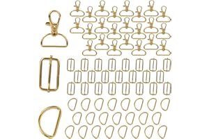 NENULL Lot de 72 Mousqueton sac a Main 32mm Pivotant Boucle sac,Boucle Sangle 32mm,Boucle Coulissante,Anneau en D,Mercerie Couture Accessoire Attache, Boucle de Reglage pour DIY Doré