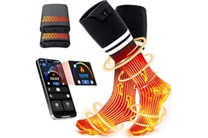 ‎ALLJOY ALLJOY Beheizbare Socken, 2x10000mAh Wiederaufladbare Heizsocken mit 4 Heizstufen und 5 Zeiteinstellungen, Geschenke für Frauen Männer, Beheizte Socken für Wintercamping, Skifahren, Wandern