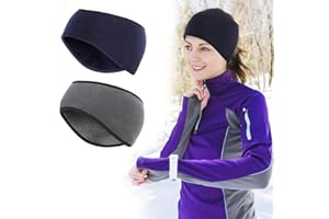 HHOOMY Winter Sport Headband Ear Warmers Headbands for Men Women, Fleece Ear Cover Headbands, Cold Weather Ear Muffs for Running, Cycling and Daily Wear (2 Pack)