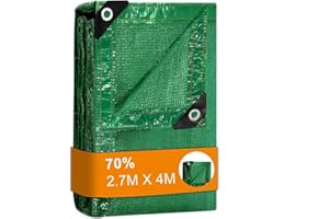 BeGrit Greenhouse Shading Net with Grommets Pergola Shading Netting 70% Shading Rate UV Resistant Sunblock Shade Cloth Greenhouse Shading Blinds for Garden Flower Plant Green (2.7m X 4m)