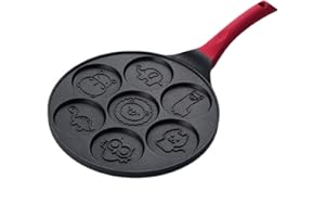 Gecheer Poêle à Pancakes-Mini Poêle à Crêpes -Children's Fun Design-7 Poêles Antiadhésives en Forme d'animal-Adaptée à Tous Les Types de Cuisine