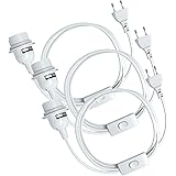 EAZY CASE 3x E27 Lampenfassung mit 3,5 m Kabel, Schalter, Schraubring für Lampenschirm und Netzstecker - ideale Lampenaufhäng