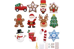 BRKERN DIY Weihnachts Nähset Kinder, Bastelset Weihnachten mit 12 Motiven, sicheres Handarbeit Spielzeug für Anfänger, Kreatives Nähset Filz Kinder, Weihnachtsgeschenk & Geschenkidee