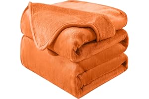 HOZY Coperta Plaid Pile, Coperta Letto Singolo/Matrimoniale 150 x 200 cm Flanella, Coperta Divano Grande Caldo Morbida - Arancione