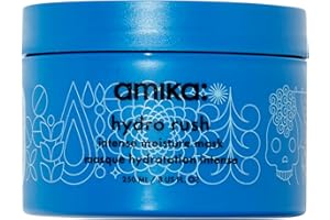 amika hydro rush intense moisture hair mask - hydrating hair care for dry + textured strands - deep conditioner enriched with hyaluronic acid + squalane - provides long-lasting hydration (250 ml)