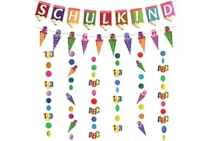 YBwanli First Day of School Child Decoration Boy Girl 2025 School Cone Fabric, 123 ABC School Cone Colourful Paper Garland, School Child Banner, Colourful Colours, Festive Start School Decoration