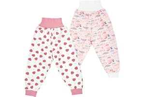 FLYISH DIRECT Calzones de Entrenamiento Niño Reutilizables, Pantalones de Entrenamiento Niño, Braguitas de Entrenamiento Algodón, 2 Piezas, Fresa, 5-7 Años, L
