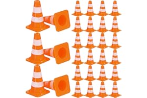 QUILAX 30 Pcs Mini Traffic Cones, 1" Plastic Mini Cones, Small Orange Cone Mini Construction Cone Traffic Caution Signs for Micro Landscape Sand Table, Street Signs, Engineering Road ConeSS Model (Orange )