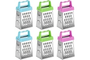 BOHUIZ 6Pcs Mini Cheese Grater, Stainless Steel Professional Box Grater Efficient Kitchen Small Gadget for Grating Garlic Ginger Vegetable Chocolate Parmesan