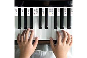 Viilich Klaviertastatur-Aufkleber, Abnehmbare Klaviertasten-Etiketten Klavier-Aufkleber lernen,Klaviertastatur-Anleitung für Anfänger mit Farbige Großbuchstaben Buchstabe