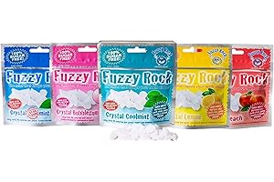 Fuzzy Rock Crystal Mints | 5 Flavours- Lemon, Coolmint, Extra Strong, Peach, Bubblegum | Sugar Free Breath Freshener for Fresh Breath, Clean Teeth & Gum Health | Vegan, Gluten Free Mints (Pack of 5)