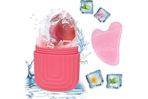 ‎SCETTAR Scettar Ice Roller Gesicht, Wiederverwendbares Silikon Gesichtsroller Mit Jawline Stone, Gesichtsmassag Roller Zur Straffung Der Haut, Verkleinerung Der Poren Und Reduzierung Von Falten(Rosa)