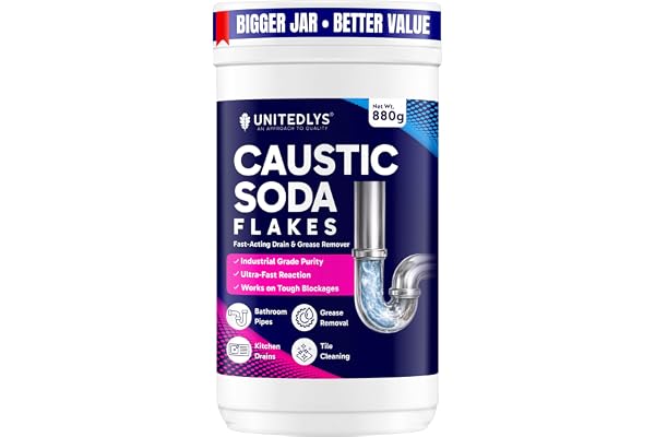 Unitedlys Multipurpose Caustic Soda Drainage Block Remover 880G Fast-Acting, Non-Toxic & Odorless Drain Cleaner Powder Caustic Soda for Drain Cleaning Sink Cleaner & Drainage Cleaner