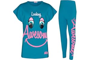 A2Z 4 Kids® Kinder Mädchen Top Looking Awesome Aufdruck Modisch T-Shirt Tops & Mode Legging Satz Alter 5 6 7 8 9 10 11 12 13 Jahre