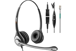 Wantek Casque Téléphone Fixe Mono RJ9 avec Micro Anti-Bruit et Contrôle de Volume, Oreillette de Centre d'appel pour ShoreTel Polycom NEC Aspire Dterm Nortel Norstar Meridian Siemens ROLM(F602QS1)