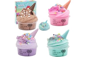 Ainiv 4 szt. Candy Ice Cream Slime, Magic Slime, kolorowy szlam dla dzieci, zabawka, prezent, puszysty błyszczyk, kreatywny śluz typu "zrób to sam", miękki i rozciągliwy, prezent dla chłopców i