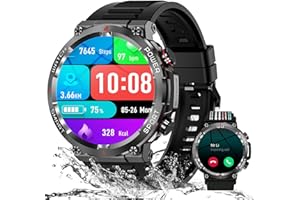 IOWODO Reloj Inteligente Hombre, Smartwatch 1.39" TFT Llamada Bluetooth, 100+Modos Deportivos Smart Watch Pulsómetro/SpO2/Monitor de Sueño/Podómetro, IP68 Pulsera Actividad para Android iOS (Negro)