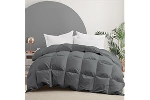 puredown Edredón Nórdico de Plumas, Edredón Cama 135/150/160, Todas Estaciones, Relleno Pluma y Plumón de Ganso Desde latitudes Altas, Ligero y Suave, 100% Algodón, Lavar a Maquina, 220x240cm(Gris)