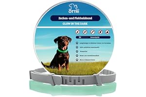 ÖTTRI Zeckenhalsband für Hunde und Katzen | Leuchtendes Präventionshalsband gegen Parasiten mit bis zu 8-Monatigen Schutz | Fluoreszierendes Halsband universell auf Jede Größe verstellbar