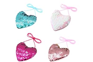 FENGLIN-JOY Porte-Monnaie à Paillettes Enfants,4 piècesPorte-Monnaie à Paillettes Porte Monnaie Coeur Sequins Mini Portefeuilles en Peluche pour Cadeau d'anniversaire Enfants Filles