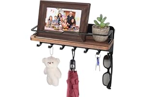 Zofory Drewniany stojak na klucze z półką, ściana na klucze z 7 haczykami, nowoczesny stojak do korytarzy, kuchni, stref wejściowych i salonów