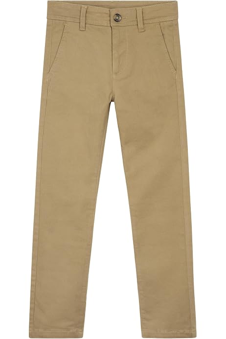 Pantalon Chino Garçon Vertbaudet - Coton/lin Beige - Taille Ajustable - 12 Ans