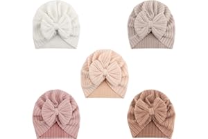 DRESHOW 5 Pezzi Cappello Turbante Bambina Cappellini Berretti e Cappellin per Infantile Bambino Neonato Ragazza