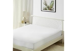 Amazon Basics Protector Colchón Impermeable, Altura 45cm Lavable Silencioso Cubre Colchón Cama 180 x 200, Blanco