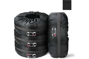 Adiwo Bilreservdäcksöverdrag 4-pack, 13-18 tum däckväsksset, diameter 66 cm hjulskyddsskydd, däckväskor med handtag, vattentä