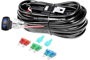 Willpower 12V LED Light Bar Wiring Harness Cable Kit, 10ft 18AWG, DC 40A, 5 Pin ON/OFF Rocker Switch, Relay Blade Fuse for Car Off Road Truck SUV UTE ATV 4x4 LED Fog Work Lamps (1 Lead)