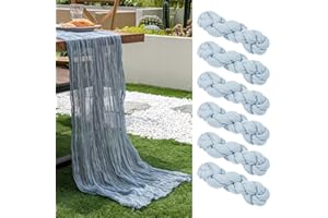 AlaTyche 6 Packs Dusty Blue Cheesecloth Table Runner, 90×300cm Rustic Gauze Fabric Table Runner, Boho Sheer Cheese Cloth Centerpiece for Events Wedding Banquet Party Birthday Bridal Table Decor