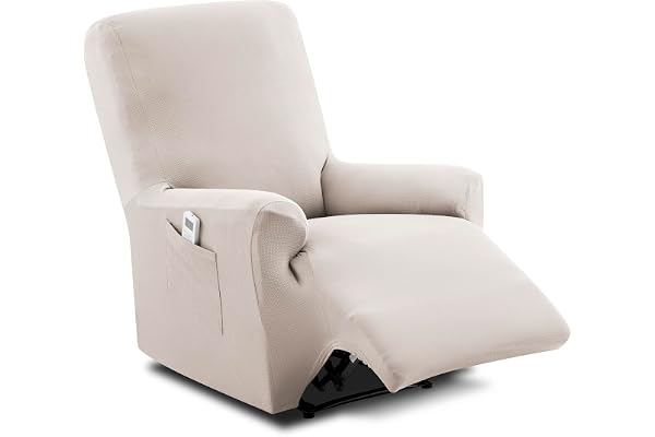 TEXTIL-HOME Housse de Fauteuil Relax 1 Place Extensible TEIDE avec Accoudoirs – Protège-Fauteuil Universel Élastique, Anti-Taches, Couleur Ivorie (70-110 cm)