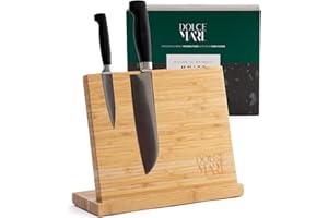 DOLCE MARE Bloc de couteaux magnétique avec aimant extra fort - Planche à couteaux pour vos couteaux ou couverts de cuisine - Bloc à couteaux en bois en bambou déchargé sans couteaux
