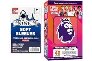 BOOGHE Topps Premier League 2025/26 Mega Tin #1 - Includes 40 cards plus 3 Goal Machines Trading Cards + 250 Protectodon Card Sleeves