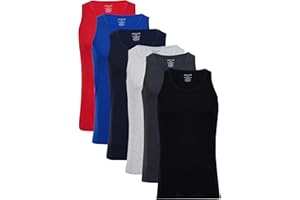 GENERIC Men's Vests Multi Colour Plain Assorted Tank Top Vest Cotton Undershirt Pack of 6 - UK S to XL
