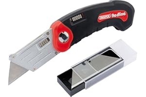 Draper Redline Trimming Knife | Folding Retractable Hand Tool | Safety Lock Blade | Soft Grip Handle | 67588