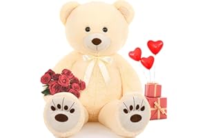 MorisMos Oso de Peluche Gigante 130cm, XXL Marfil Osito Peluche Grande Kawaii Suave Osito 1.3m Teddy Bear Regalo para Niños Novia Cumpleaños San Valentín Decoración