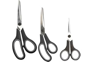 Pradel Excellence - PUST001018 - Lot 3 Paires Ciseaux Multifonctions - Lames Inox 14 cm, 19,5 cm, 25 cm - Manches Polypropylène et TPR Gris - Pour Cuisine et Quotidien