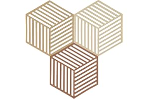 Zone Denmark - Lot de 3 Dessous-De-Plat en Silicone - Design GéoméTrique Moderne - Résistant À 250°C - Lave-Vaisselle - 2 Dimensions - Kaki/Sable Chaud/Amande