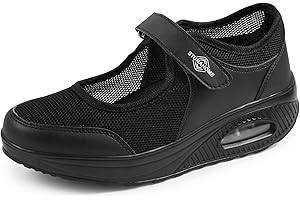 STUNAHOME Women's Orthopedic Air Cushion Shoes Casual Mesh Comfortable Working Nurse Shoes Lightweight Platform Mary Jane Sneakers Breathable Walking Running Trainers